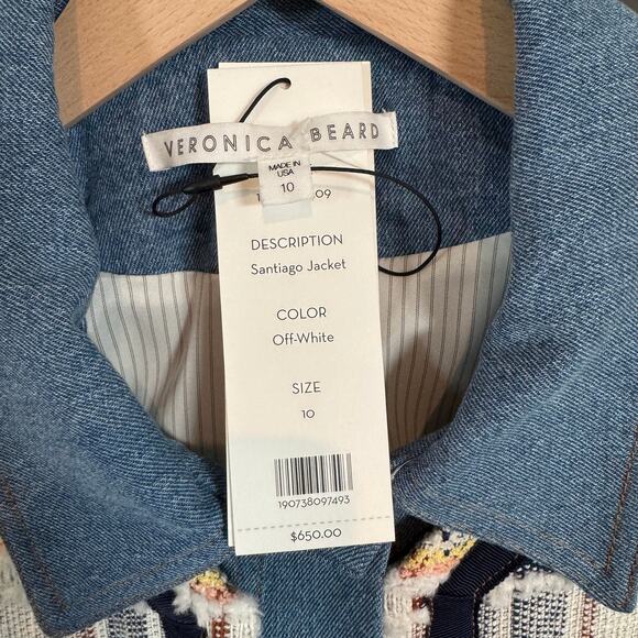 Veronica Beard Santiago Jacket NEW Tweed Denim Button Front Multicolor Size 10 - Picture 5 of 7